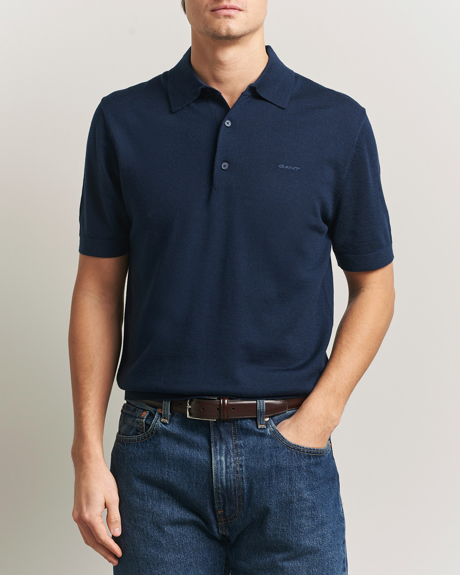 Herre | Pikéer | GANT | Extrafine Merino Polo Marine