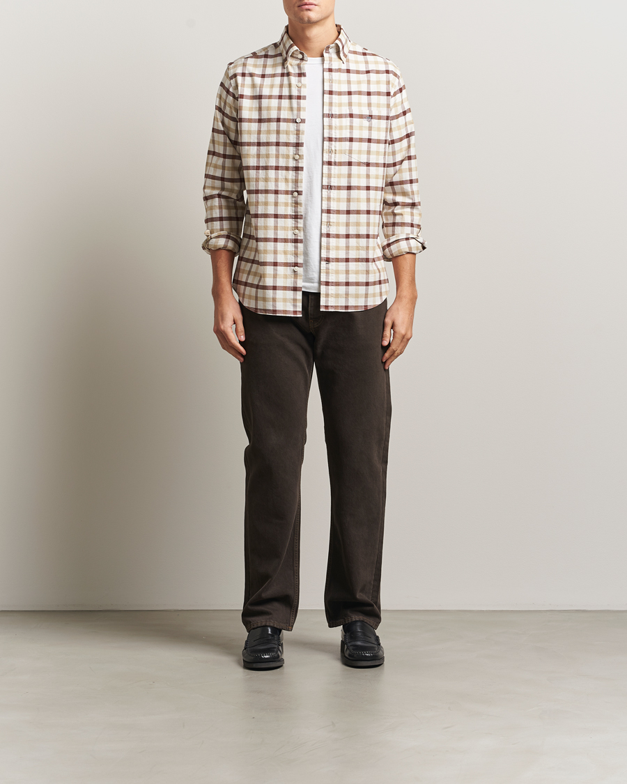 Herre | Skjorter | Gant | Regular Fit Oxford Checked Shirt Mahogany Brown