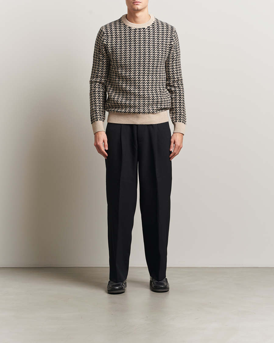 Herre | Gensere | Gant | Two Tone Textured Knitted Crew Neck Charcoal