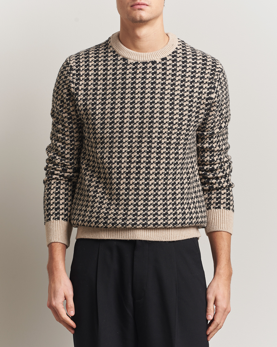 Herre | Gensere | Gant | Two Tone Textured Knitted Crew Neck Charcoal