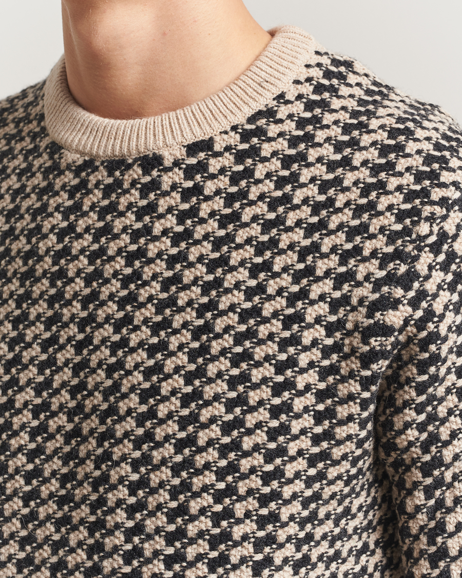 Herre | Gensere | Gant | Two Tone Textured Knitted Crew Neck Charcoal