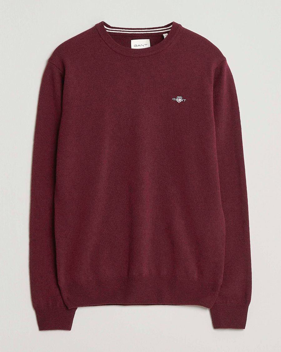 Herre | Gensere | GANT | Superfine Lambswool Crew Neck Bordeaux Melange