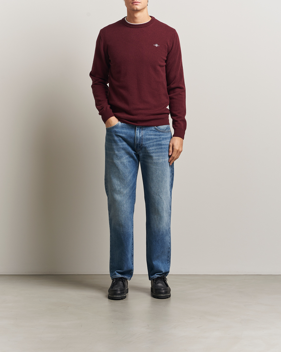 Herre | Gensere | GANT | Superfine Lambswool Crew Neck Bordeaux Melange