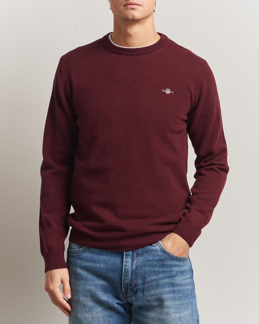 Herre | Gensere | GANT | Superfine Lambswool Crew Neck Bordeaux Melange