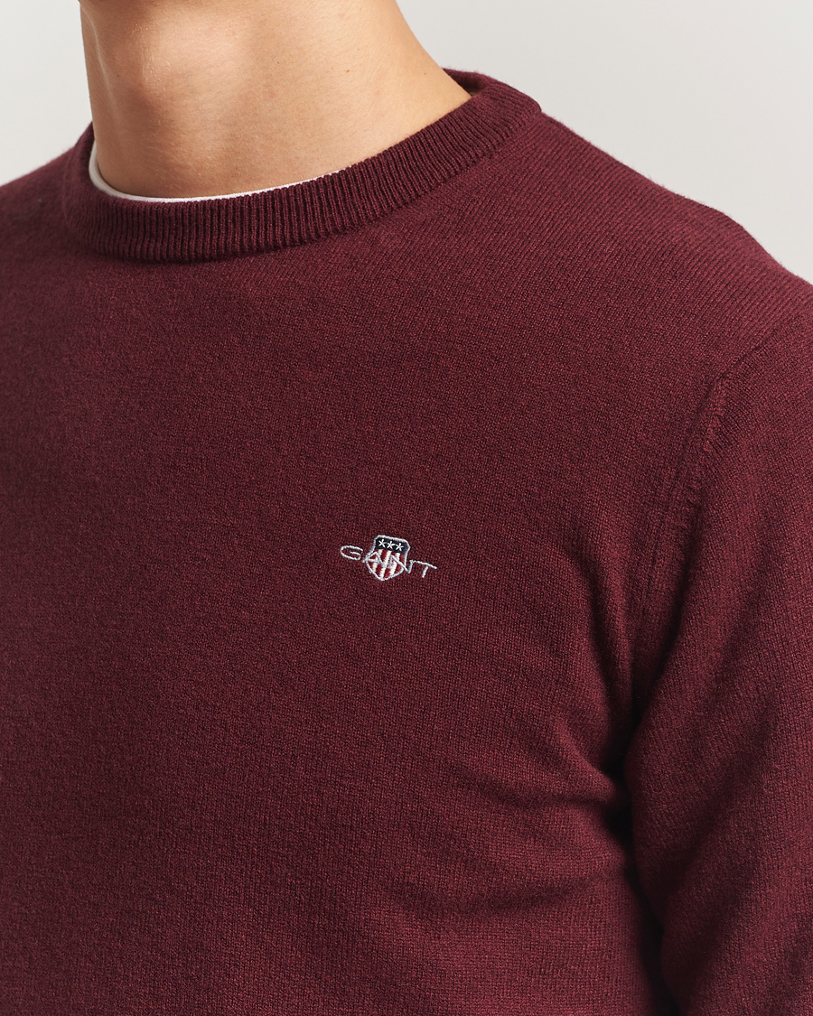 Herre | Gensere | GANT | Superfine Lambswool Crew Neck Bordeaux Melange