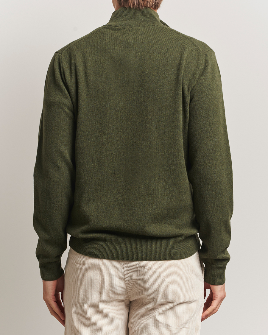 Herre | Gensere | GANT | Superfine Lambswool Half Zip Khaki Green Melange