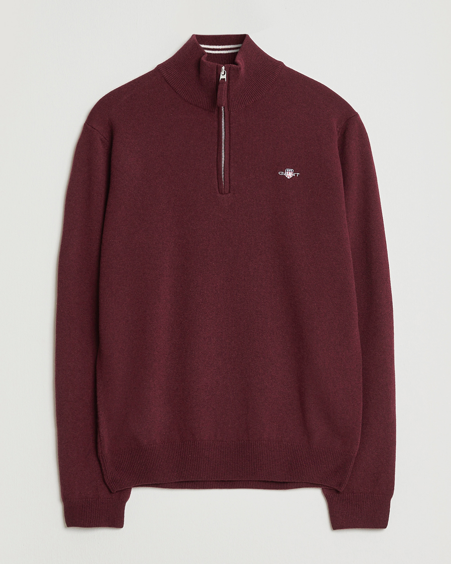 Herre | Gensere | GANT | Superfine Lambswool Half Zip Bordeaux Melange