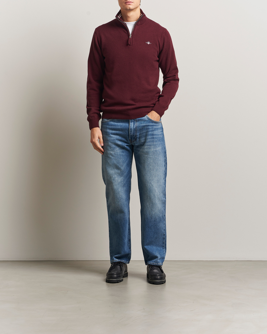Herre | Gensere | GANT | Superfine Lambswool Half Zip Bordeaux Melange