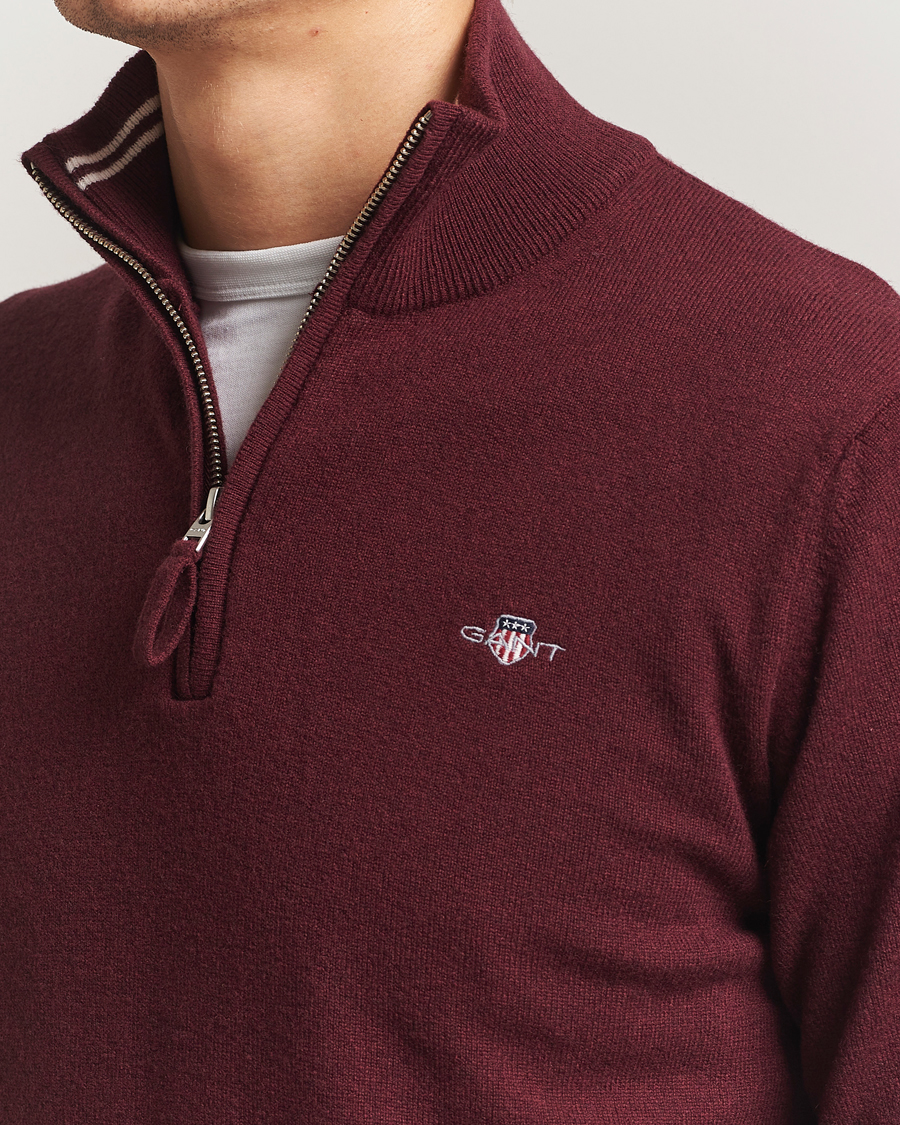 Herre | Gensere | GANT | Superfine Lambswool Half Zip Bordeaux Melange