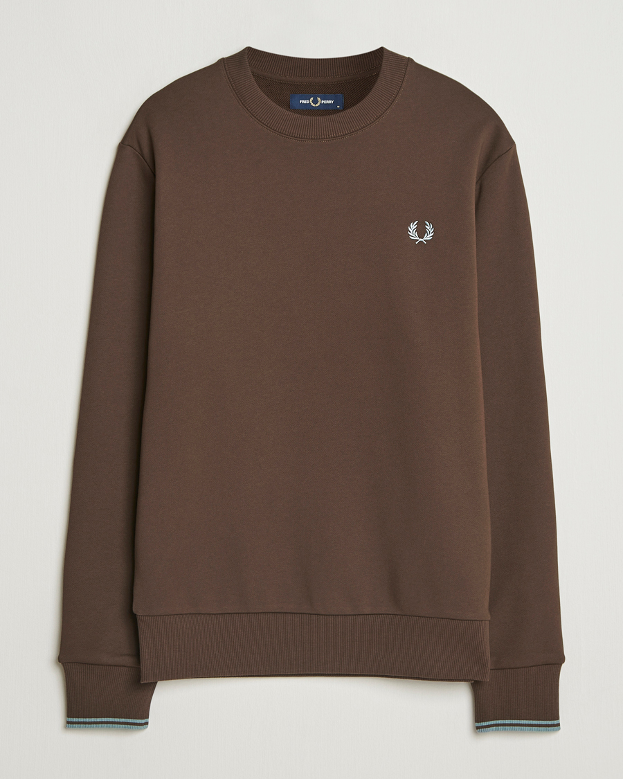 Herre | Gensere | Fred Perry | Crew Neck Sweatshirt Burnt Tobacco