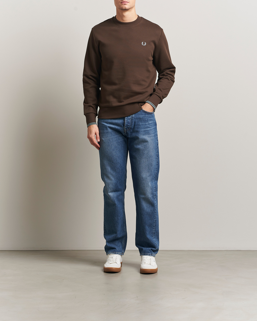 Herre | Gensere | Fred Perry | Crew Neck Sweatshirt Burnt Tobacco