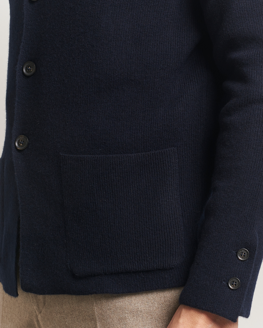 Herre | Dressjakker | Oscar Jacobson | Antonio Knitted Wool Blazer Navy