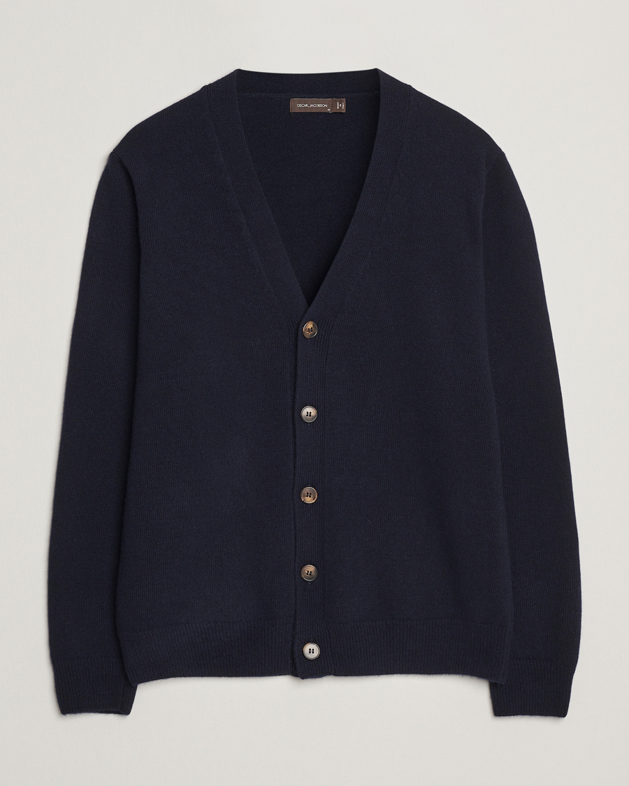 Herre | Gensere | Oscar Jacobson | Eduardo Wool Cardigan Navy