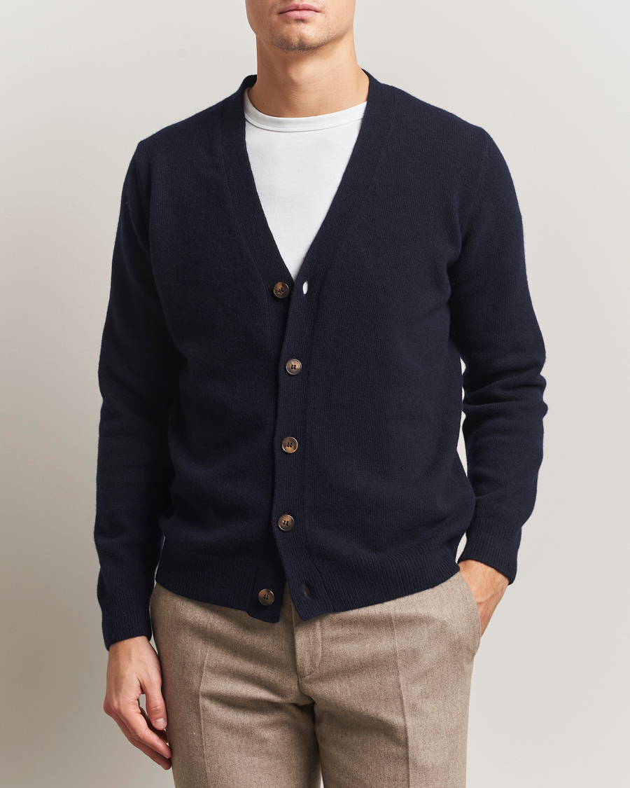 Herre | Gensere | Oscar Jacobson | Eduardo Wool Cardigan Navy