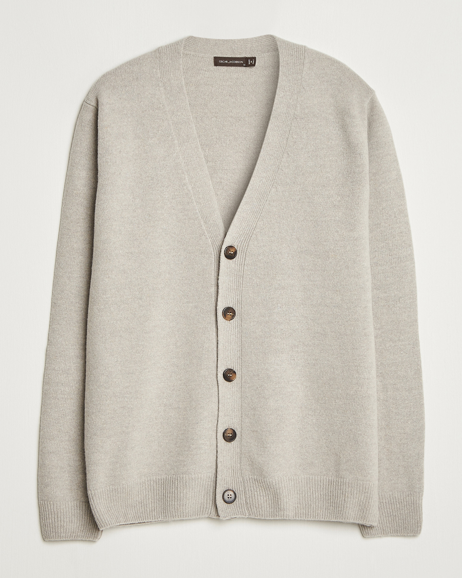 Herre | Gensere | Oscar Jacobson | Eduardo Wool Cardigan Beige