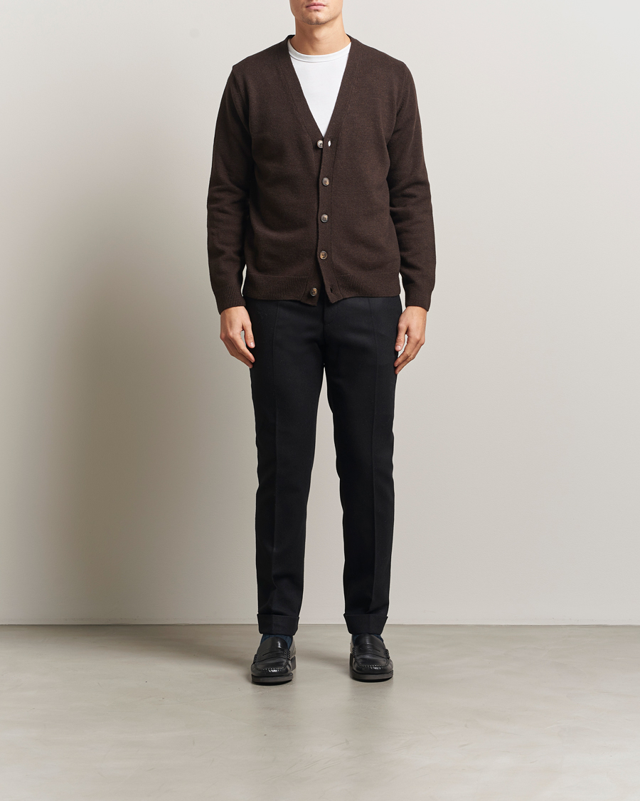 Herre | Gensere | Oscar Jacobson | Eduardo Wool Cardigan Brown