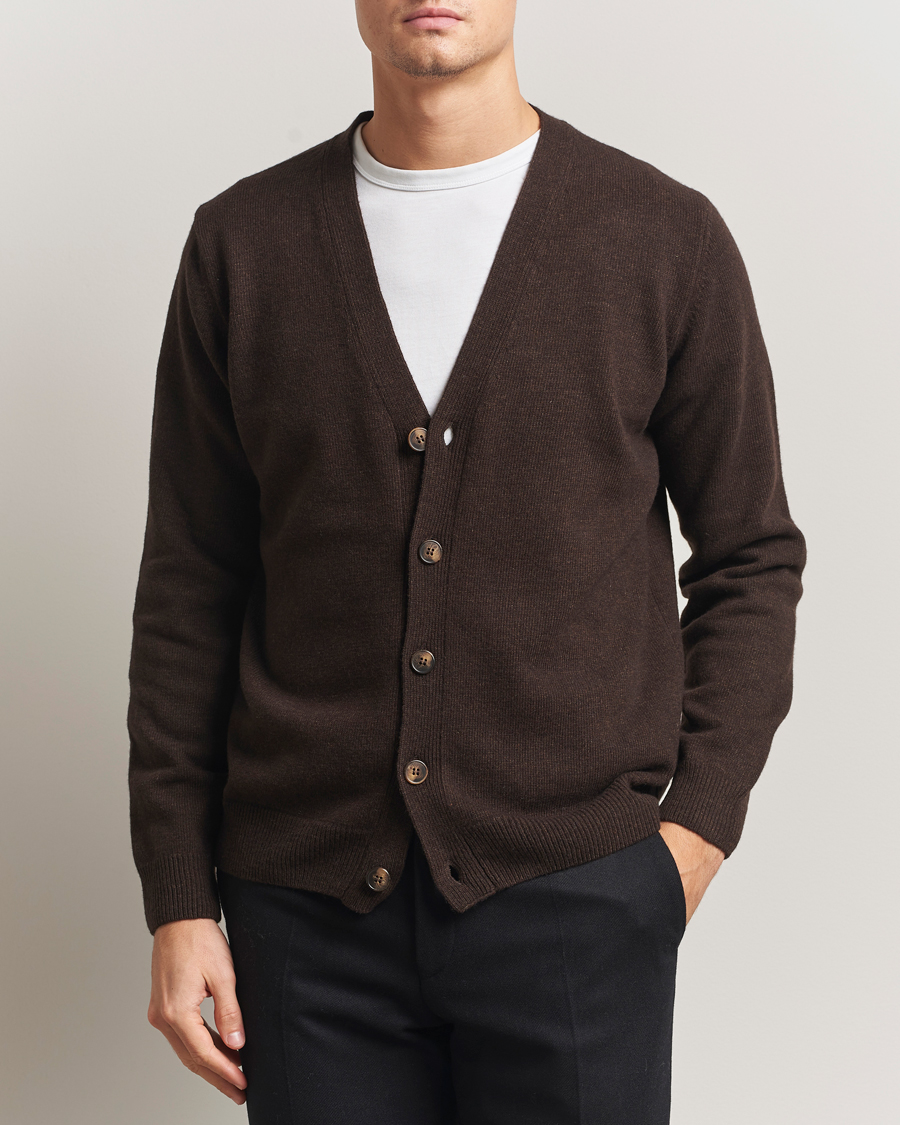 Herre | Gensere | Oscar Jacobson | Eduardo Wool Cardigan Brown