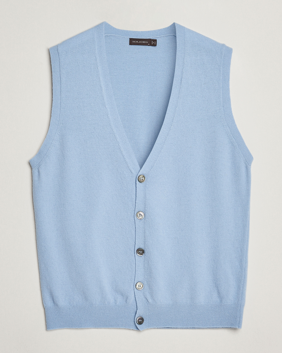 Herre | Gensere | Oscar Jacobson | Guiseppe Buttoned Vest Light Blue