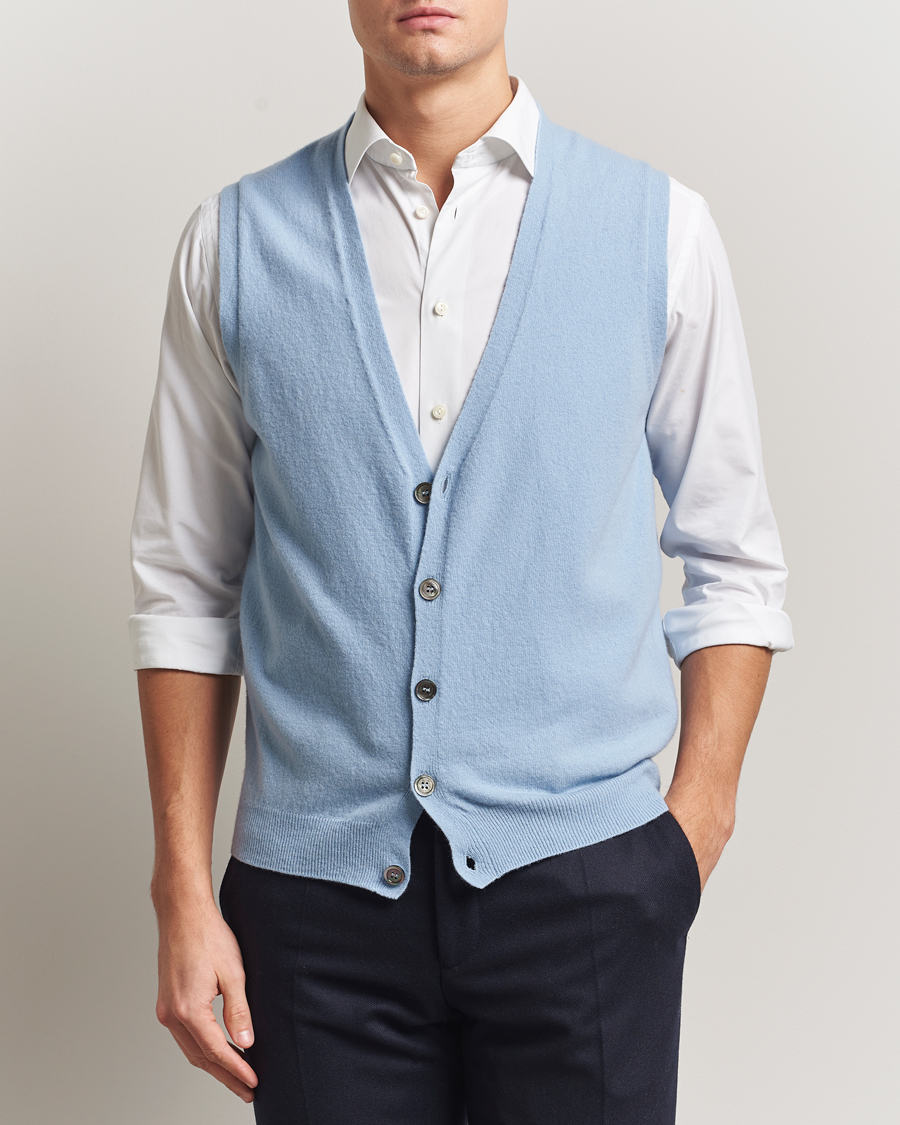 Herre | Gensere | Oscar Jacobson | Guiseppe Buttoned Vest Light Blue