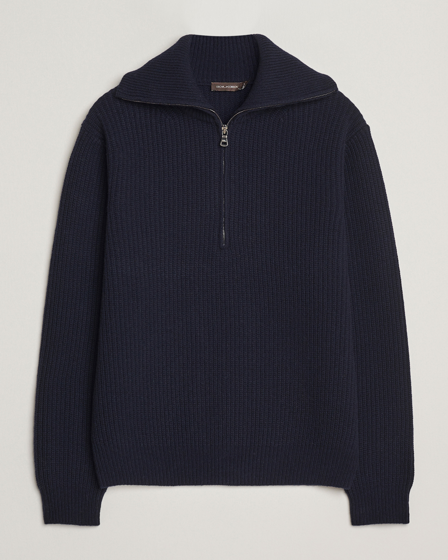 Herre | Gensere | Oscar Jacobson | Mauritz Chunky Wool Half-Zip Navy
