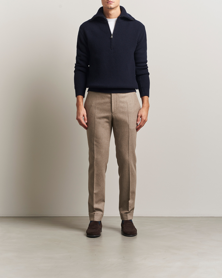 Herre | Gensere | Oscar Jacobson | Mauritz Chunky Wool Half-Zip Navy