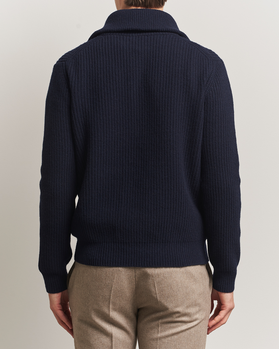 Herre | Gensere | Oscar Jacobson | Mauritz Chunky Wool Half-Zip Navy