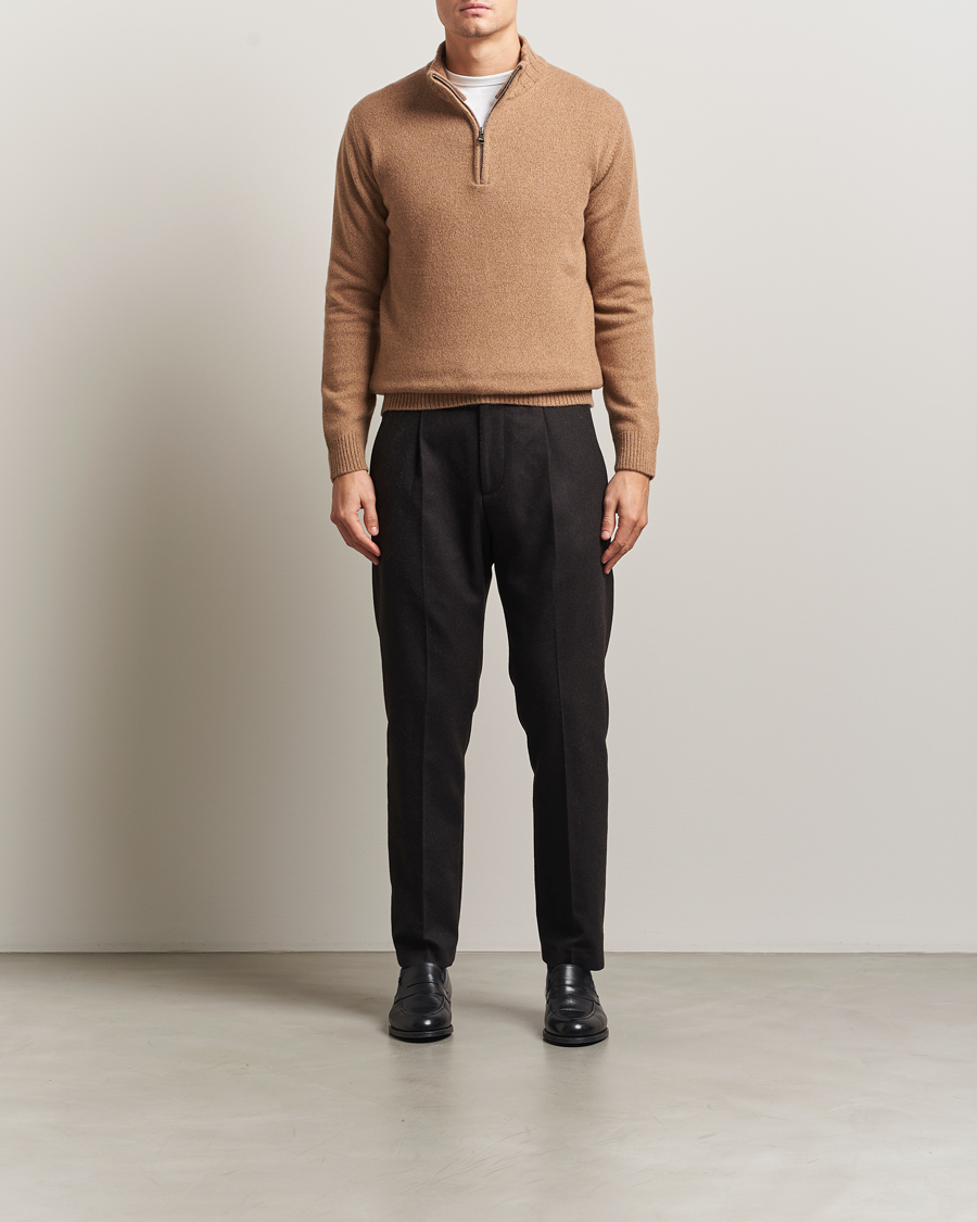 Herre | Gensere | Oscar Jacobson | Paul Wool/Cashmere Half-Zip Beige