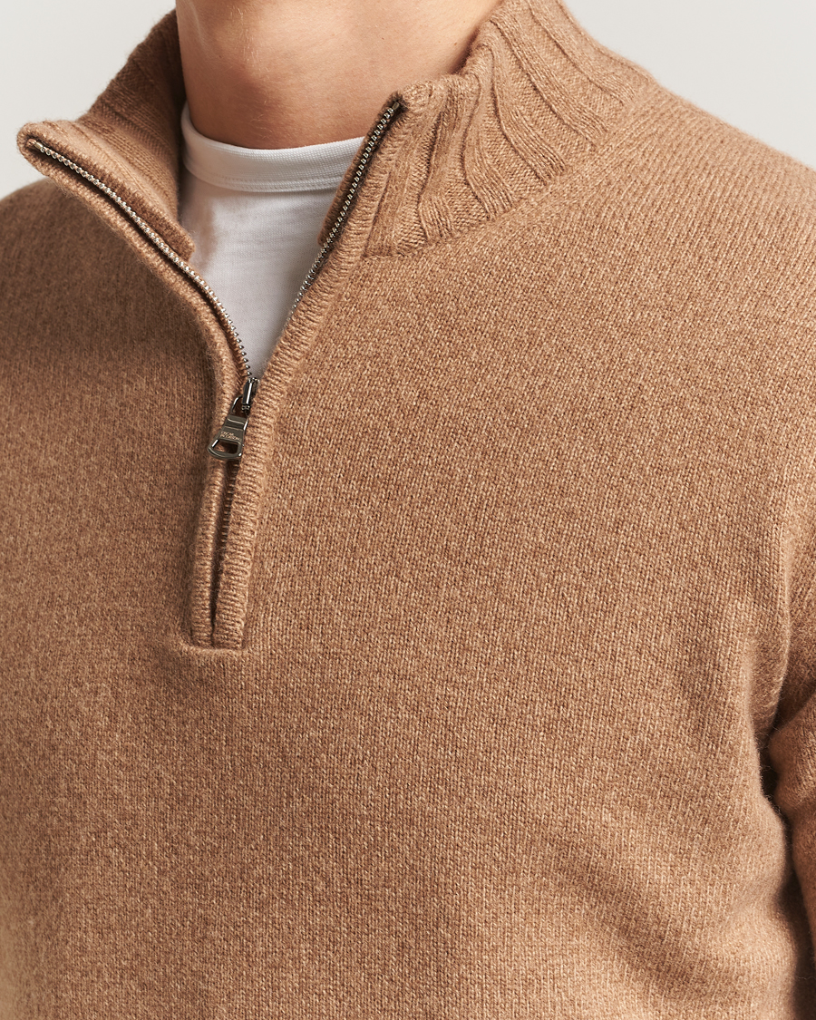 Herre | Gensere | Oscar Jacobson | Paul Wool/Cashmere Half-Zip Beige