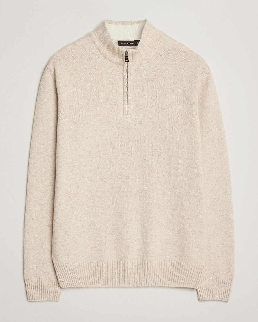 Herre | Gensere | Oscar Jacobson | Paul Wool/Cashmere Half-Zip Creme