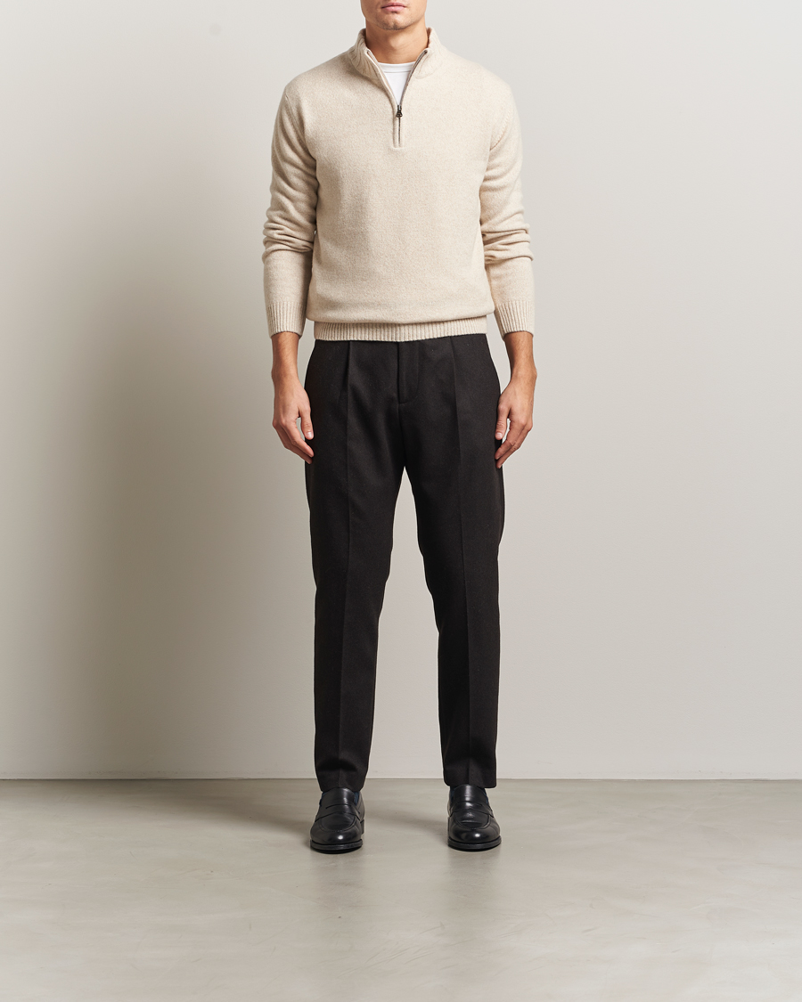 Herre | Gensere | Oscar Jacobson | Paul Wool/Cashmere Half-Zip Creme