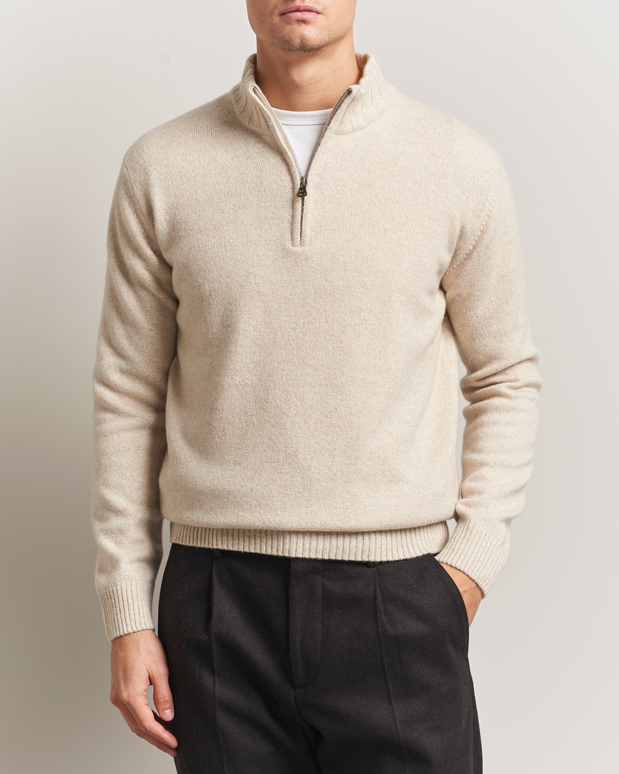 Herre | Gensere | Oscar Jacobson | Paul Wool/Cashmere Half-Zip Creme