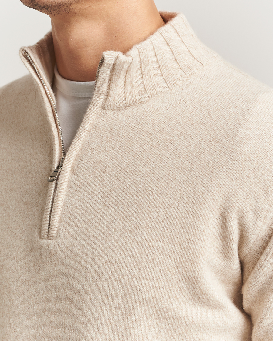Herre | Gensere | Oscar Jacobson | Paul Wool/Cashmere Half-Zip Creme
