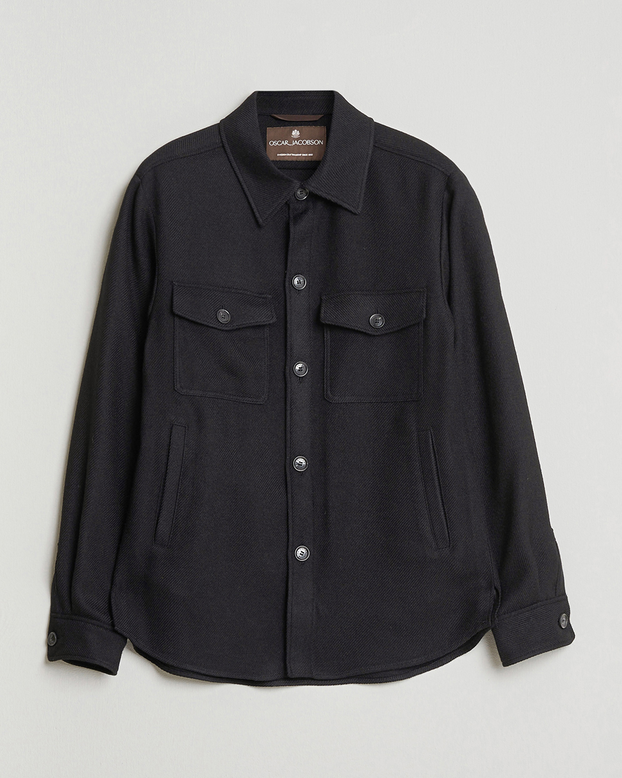 Herre | Jakker | Oscar Jacobson | Maverick Wool Overshirt Black