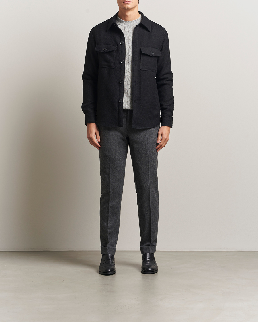 Herre | Jakker | Oscar Jacobson | Maverick Wool Overshirt Black
