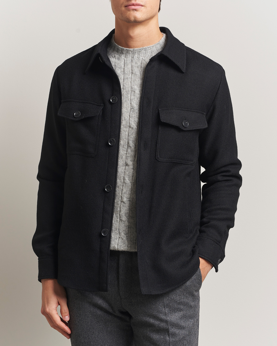 Herre | Jakker | Oscar Jacobson | Maverick Wool Overshirt Black