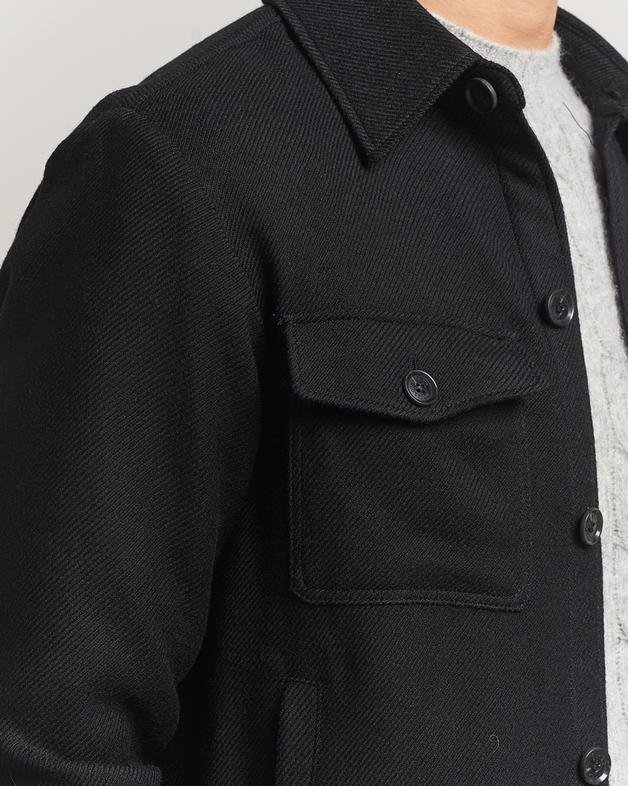 Herre | Jakker | Oscar Jacobson | Maverick Wool Overshirt Black