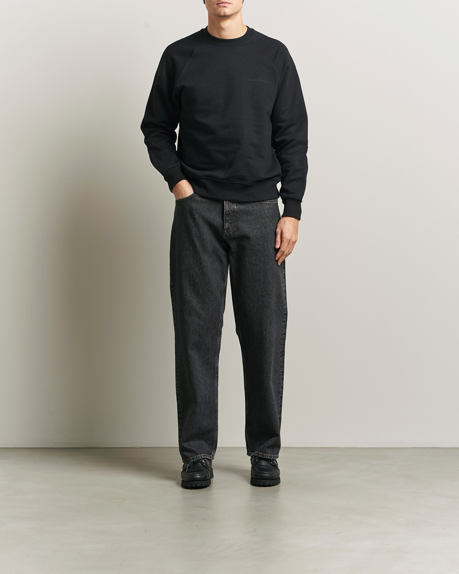 Herre | Gensere | Nudie Jeans | Palle Logo Crew Neck Sweatshirt Black