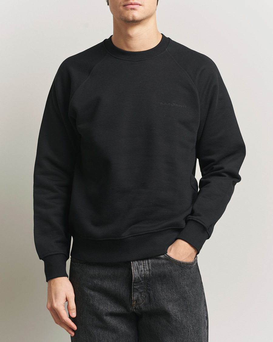 Herre | Gensere | Nudie Jeans | Palle Logo Crew Neck Sweatshirt Black