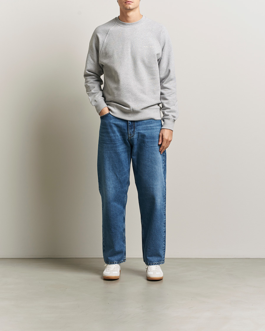 Herre | Gensere | Nudie Jeans | Palle Logo Crew Neck Sweatshirt Grey Melange