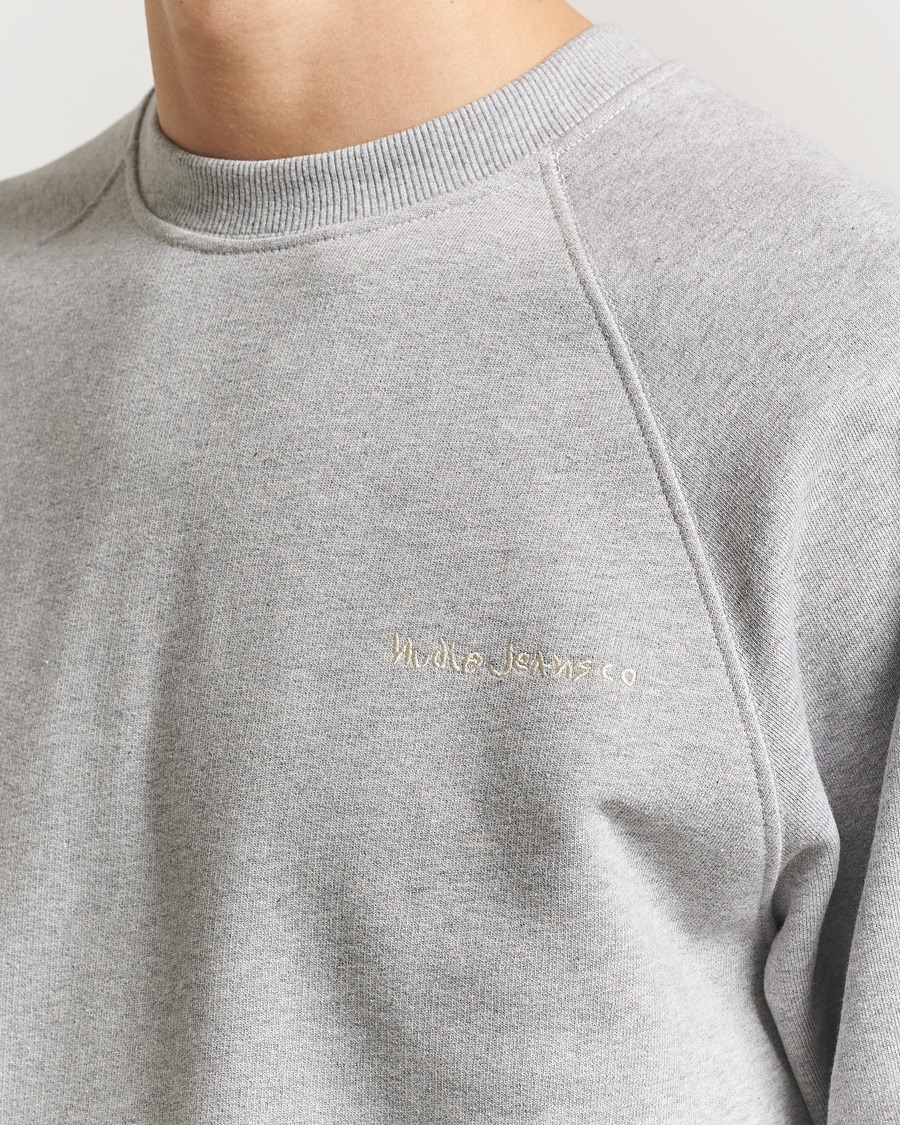 Herre | Gensere | Nudie Jeans | Palle Logo Crew Neck Sweatshirt Grey Melange