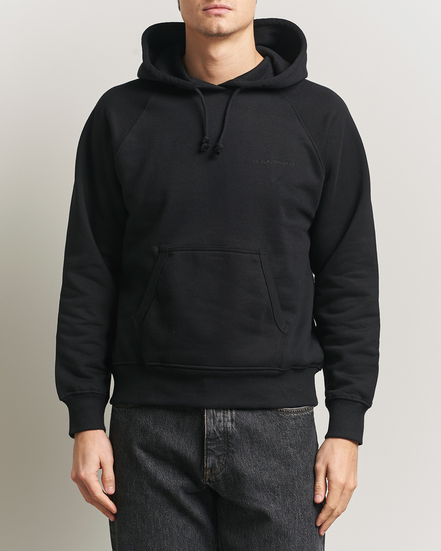 Herre | Gensere | Nudie Jeans | Gunde Logo Hoodie Black