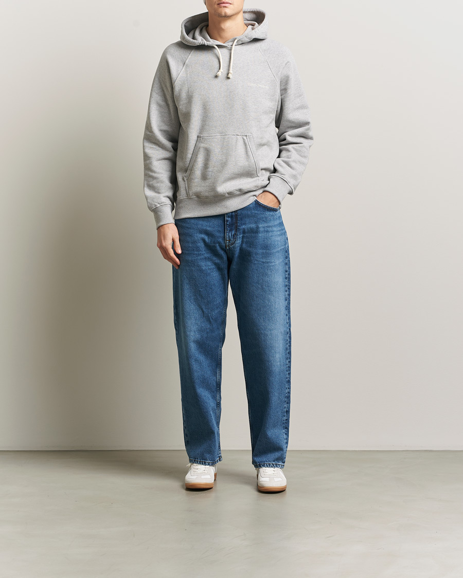 Herre | Gensere | Nudie Jeans | Gunde Logo Hoodie Grey Melange