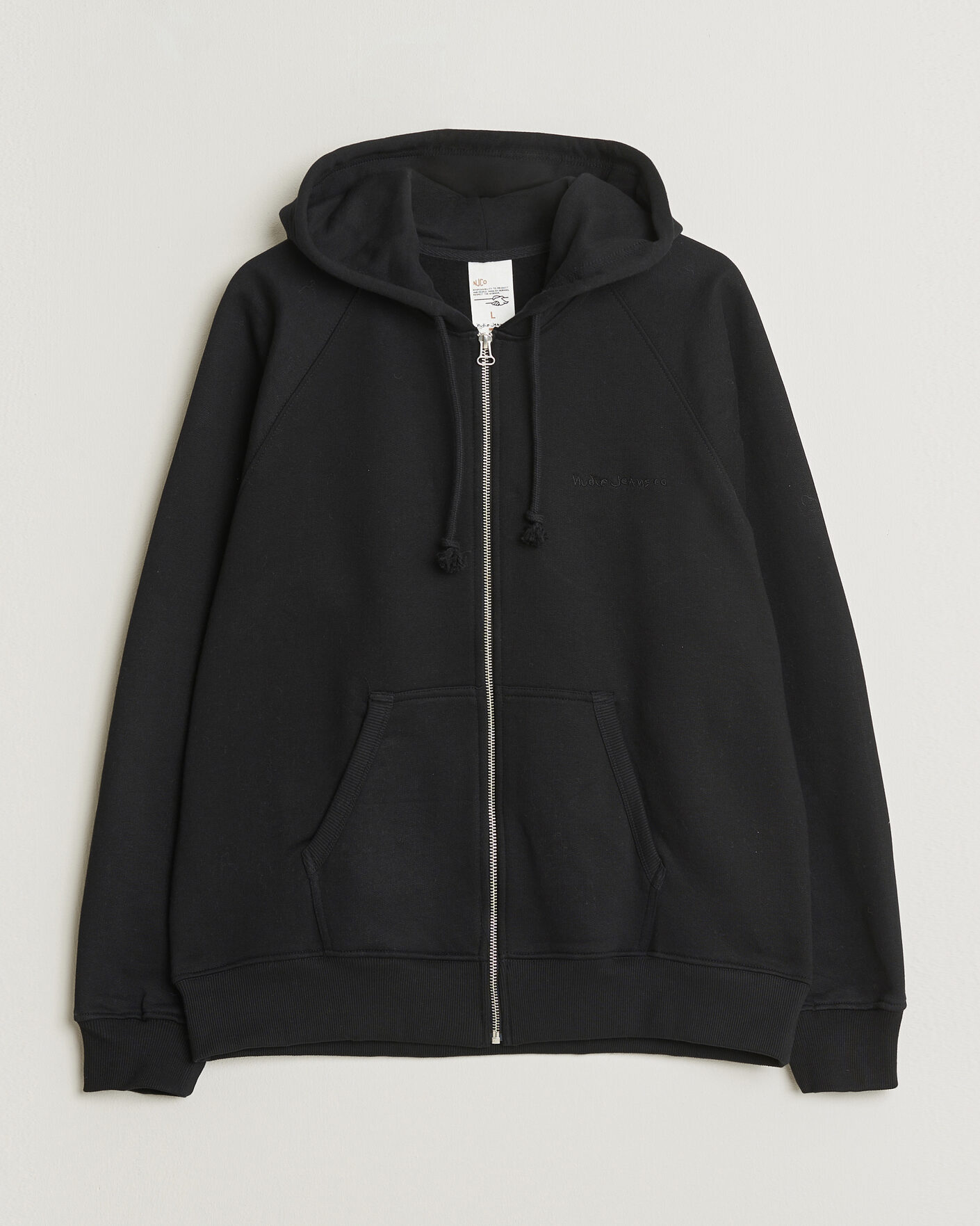 Herre | Gensere | Nudie Jeans | Gunde Logo Full Zip Hoodie Black