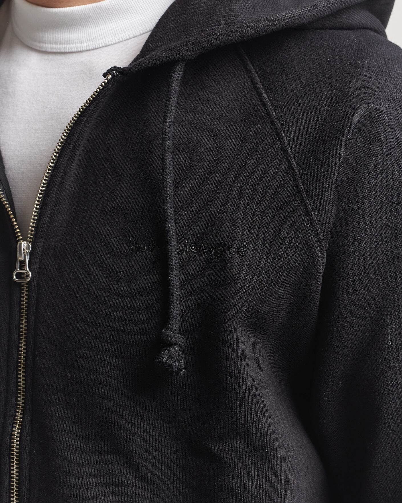 Herre | Gensere | Nudie Jeans | Gunde Logo Full Zip Hoodie Black
