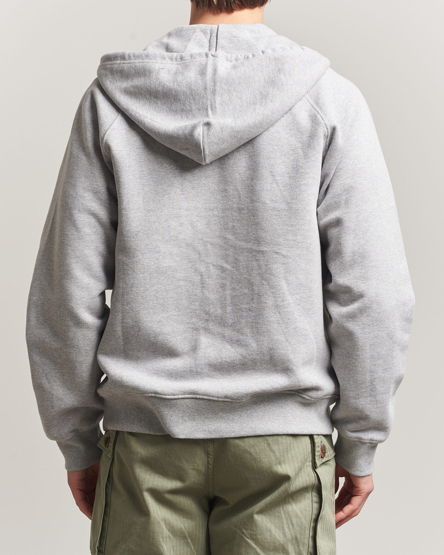Herre | Gensere | Nudie Jeans | Gunde Logo Full Zip Hoodie Grey Melange