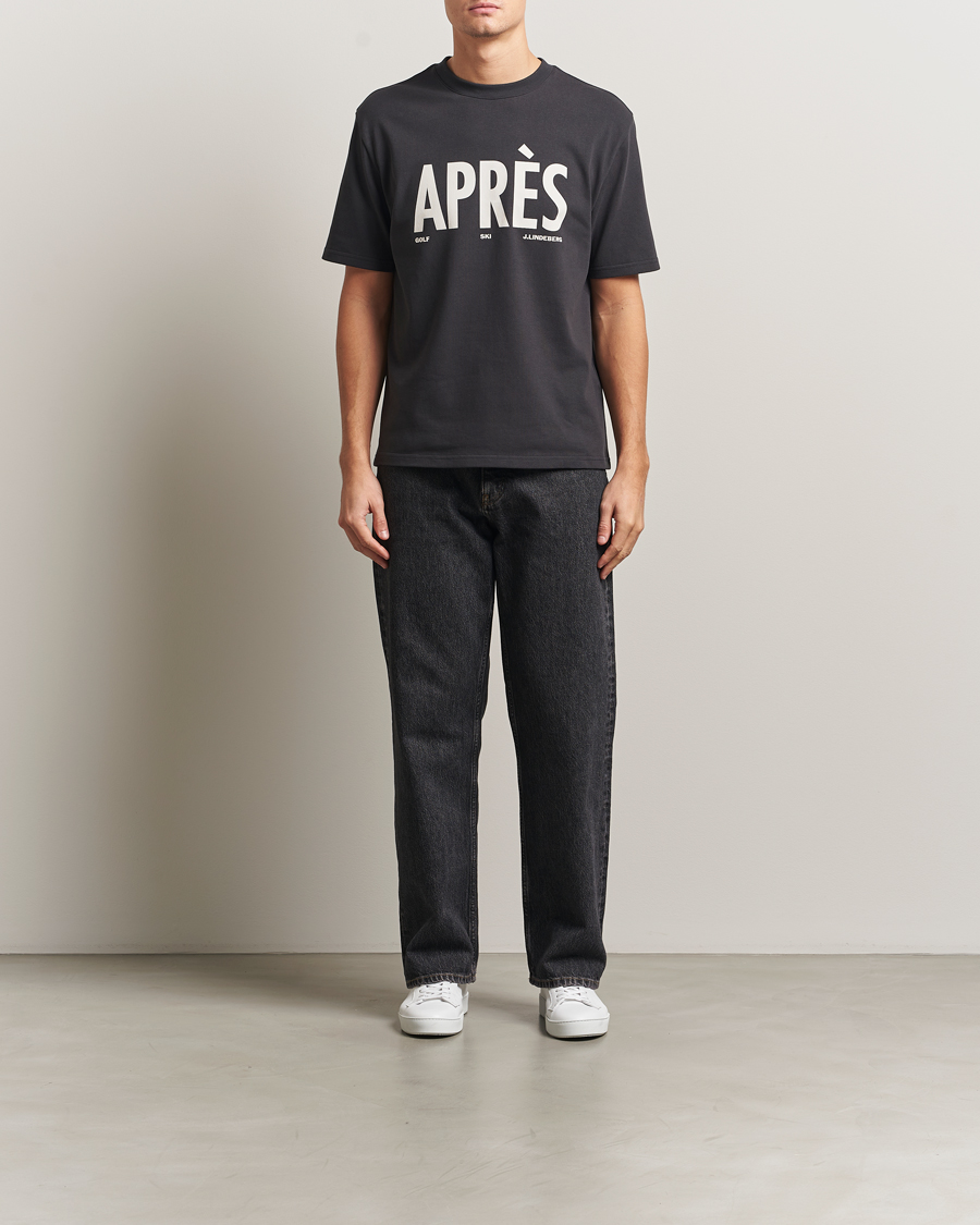 Herre | T-Shirts | J.Lindeberg | Hale Printed Crew Neck T-Shirt Black