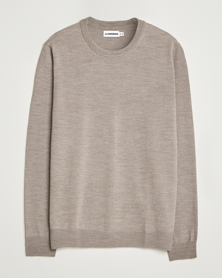 Herre | Gensere | J.Lindeberg | Keane Merino Crew Neck Brindle Melange