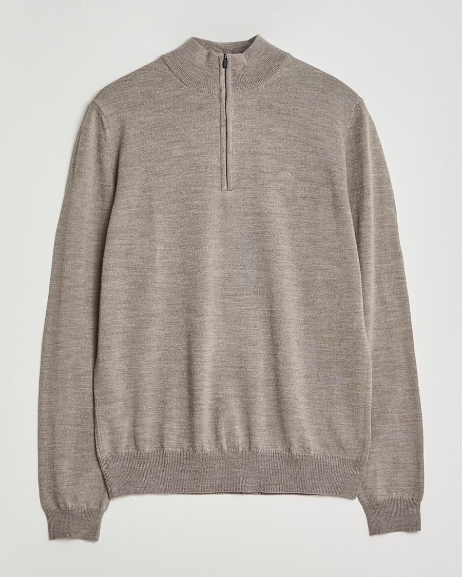 Herre | Gensere | J.Lindeberg | Kiyan Merino Half Zip Brindle Melange