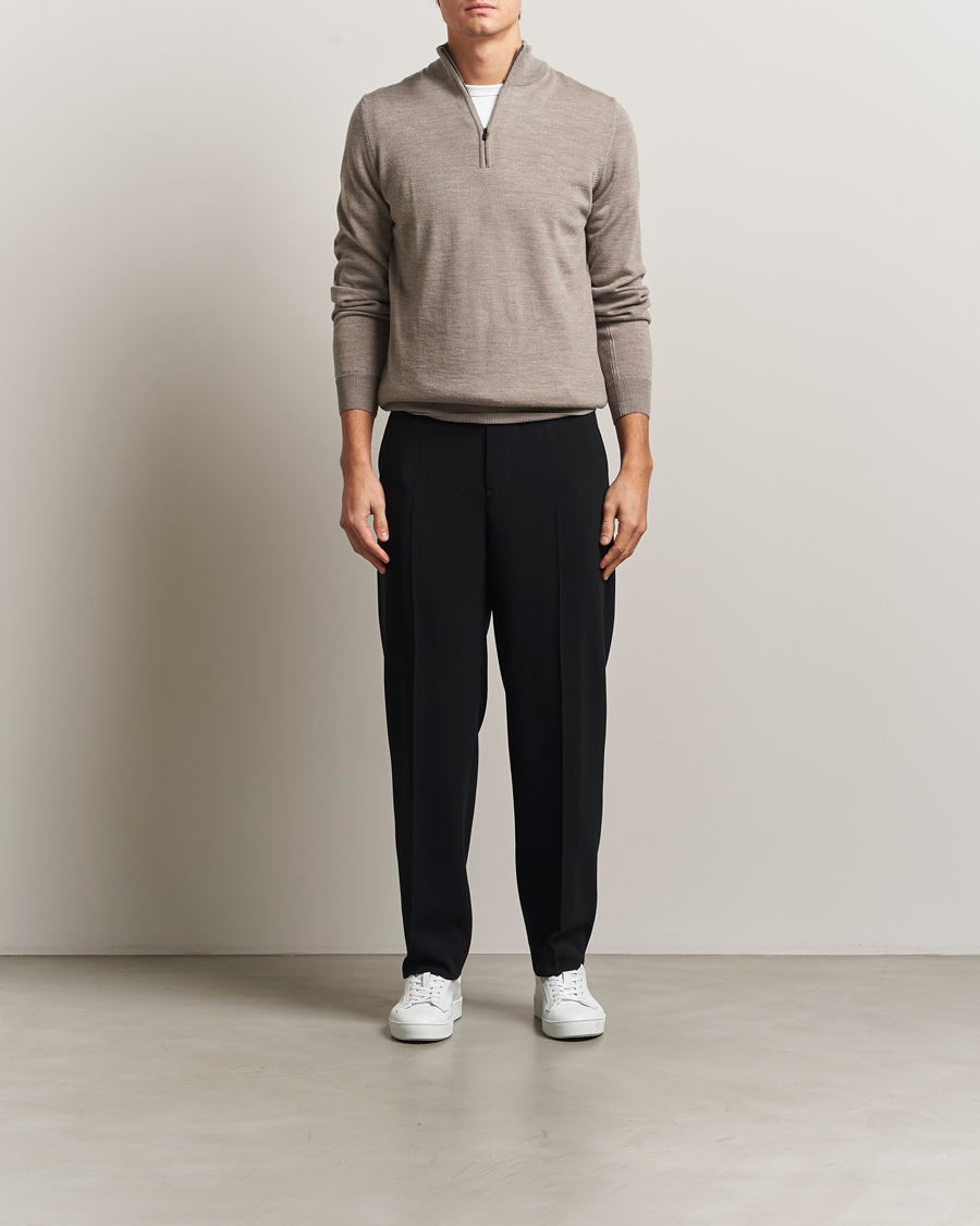 Herre | Gensere | J.Lindeberg | Kiyan Merino Half Zip Brindle Melange