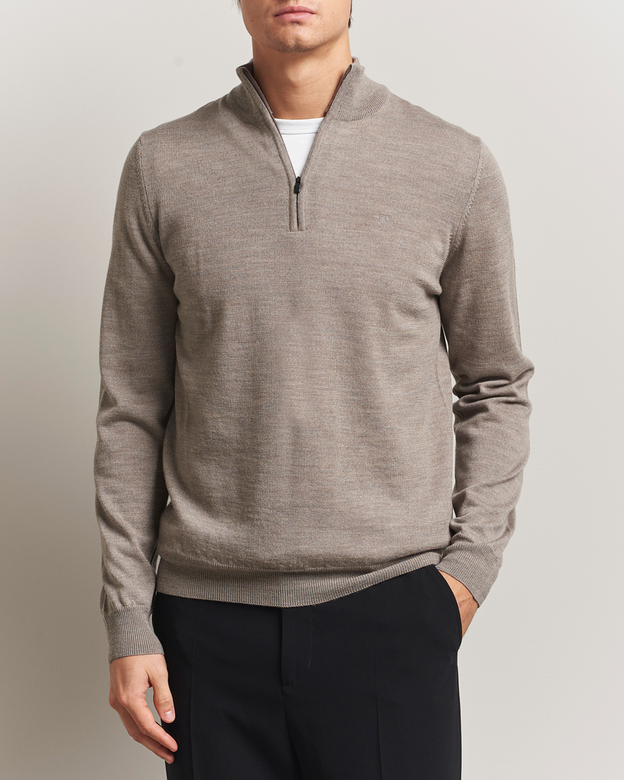 Herre | Gensere | J.Lindeberg | Kiyan Merino Half Zip Brindle Melange